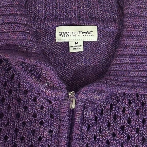 Great Northwest Clothing Company Purple Zip Cardigan Sweater - Picture 2 of 6